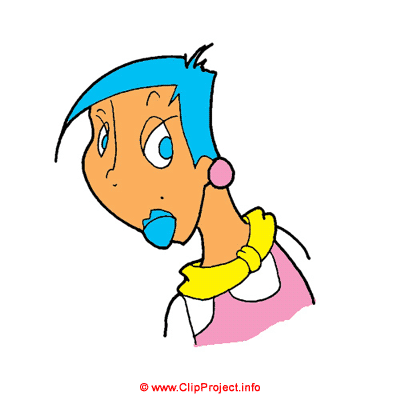 Frau mit blauen Haaren, Gif Clipart kostenlos herunterladen