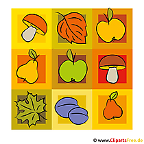 Pilze, Birnen, Äpfel Clip-Art - Herbst Bild gratis