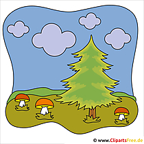 Pilze im Wald Clipart - Herbst Bilder kostenlos